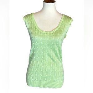 Lauren Ralph Lauren lime green cable knit sweater vest Size Large